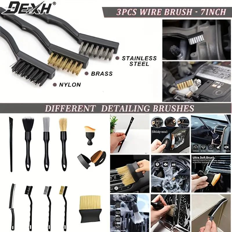28-Piece Car Detailing Kit Car Detailing Dust Brush Set Auto Detailing Drill Brush Set Car Detailing Brushes Car Accessories Car Detailing Tool Kit Suitable for Interior Exterior Wheels Windshieldcar Wash Accessories