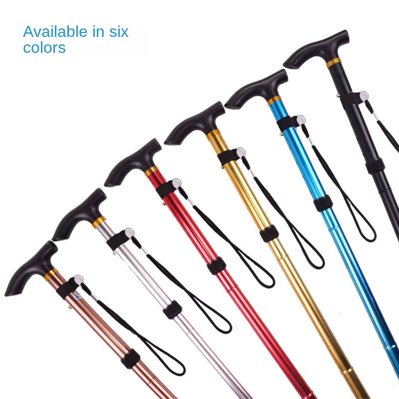 Desert Fox Aluminum Alloy 4-Section Folding Walking Stick Telescopic Trekking Pole Antiskid Walking Stick Elderly Walking Stick