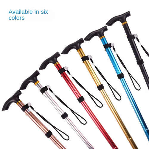 Desert Fox Aluminum Alloy 4-Section Folding Walking Stick Telescopic Trekking Pole Antiskid Walking Stick Elderly Walking Stick