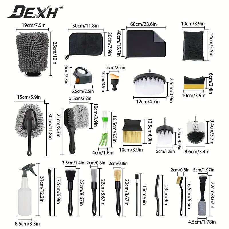 28-Piece Car Detailing Kit Car Detailing Dust Brush Set Auto Detailing Drill Brush Set Car Detailing Brushes Car Accessories Car Detailing Tool Kit Suitable for Interior Exterior Wheels Windshieldcar Wash Accessories