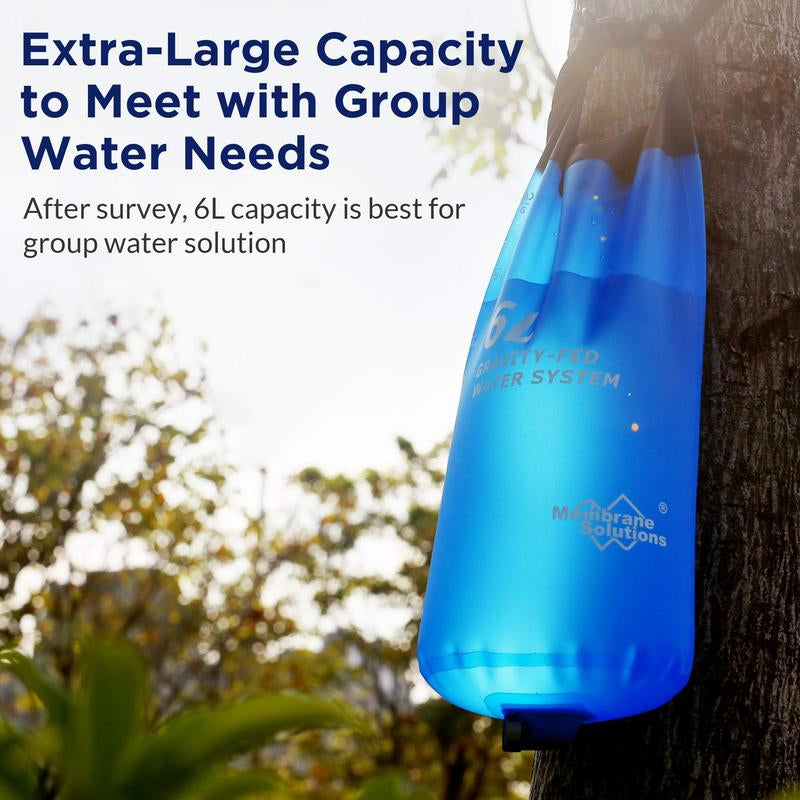 Membrane Solutions 6L Gravity Water Filter 0.1-Micron Versatile Water Purifier Camping with Adjustable Tree Strap Storage Bag