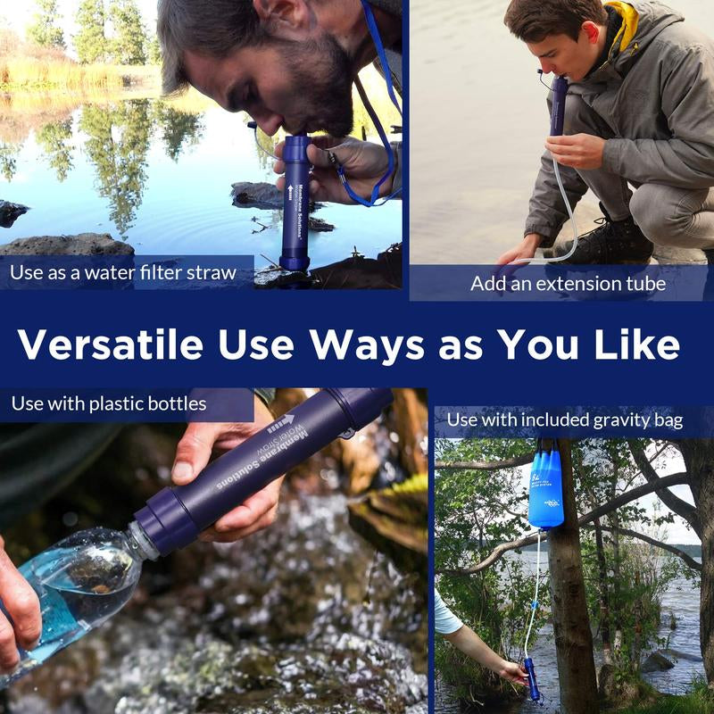 Membrane Solutions 6L Gravity Water Filter 0.1-Micron Versatile Water Purifier Camping with Adjustable Tree Strap Storage Bag