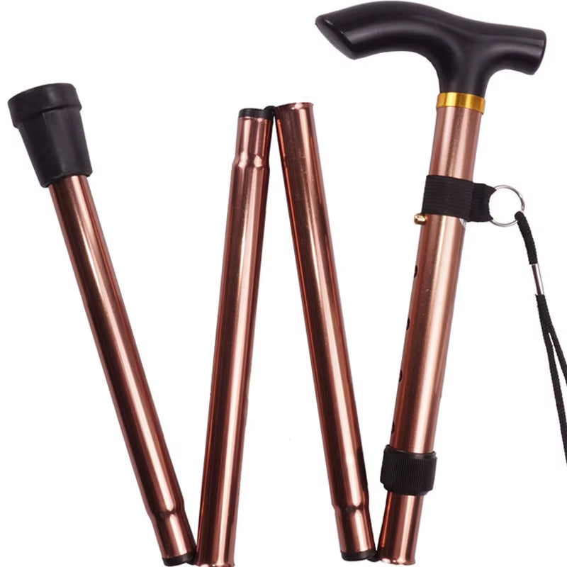 Desert Fox Aluminum Alloy 4-Section Folding Walking Stick Telescopic Trekking Pole Antiskid Walking Stick Elderly Walking Stick