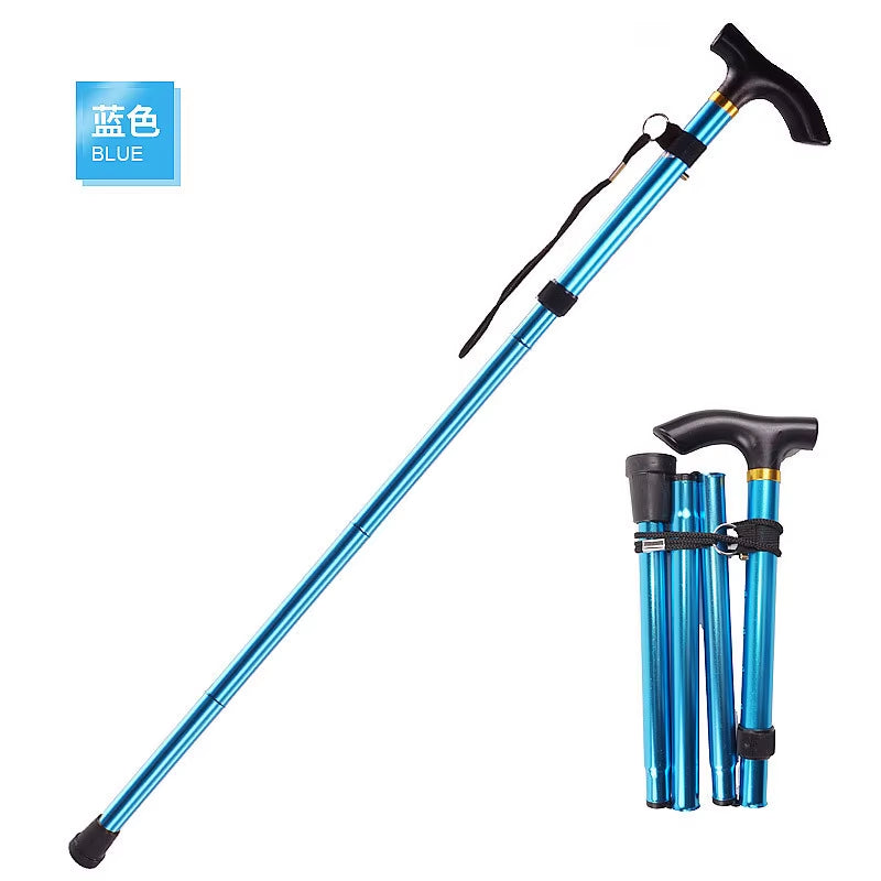 Desert Fox Aluminum Alloy 4-Section Folding Walking Stick Telescopic Trekking Pole Antiskid Walking Stick Elderly Walking Stick
