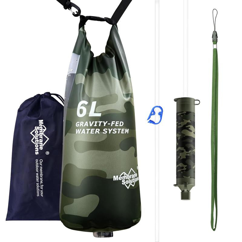 Membrane Solutions 6L Gravity Water Filter 0.1-Micron Versatile Water Purifier Camping with Adjustable Tree Strap Storage Bag
