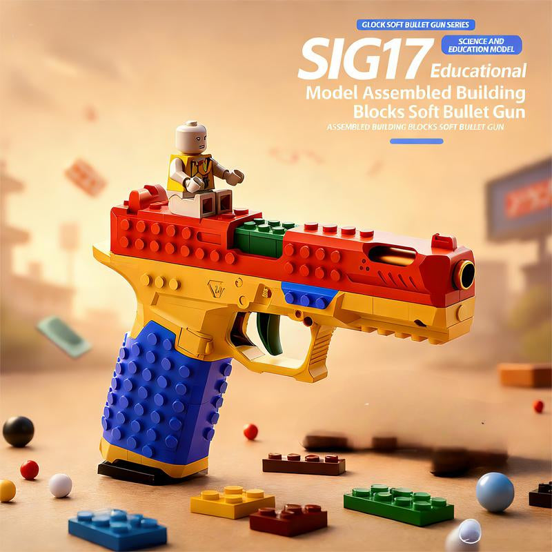 Jumpstart Sale SIG17 Assembled Building Blocks Soft Bullet Gun Automatic Gun Perfect for Outdoor Games Team Challenges Festival Gifts