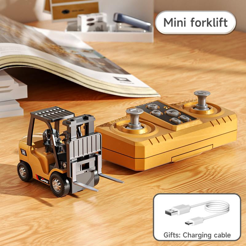 BRRRRT 1/64 Mini Forklift Toy,Remote Control Excavator and Dump Truck Full Proportion Toy Set with Lights and Sounds for Adults Kids Boys and Girls RC Construction Vehicles