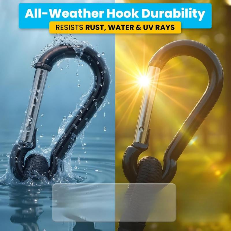 FRUNOP Heavy-Duty Bungee Cords 26/30 Pieces Set with Carabiner Hooks & Uv-Resistant Straps for Outdoor Activities & Home Use